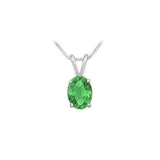 Emerald Solitaire Pendant : 14K White Gold - 1.00 CT TGW