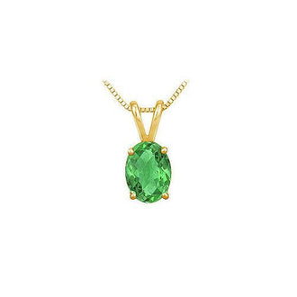 Emerald Solitaire Pendant : 14K Yellow Gold - 1.00 CT TGW