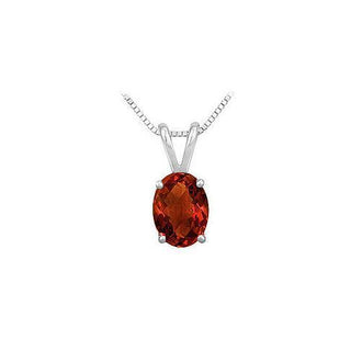 Garnet Solitaire Pendant : 14K White Gold - 1.00 CT TGW