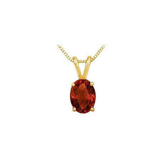 Garnet Solitaire Pendant : 14K Yellow Gold - 1.00 CT TGW