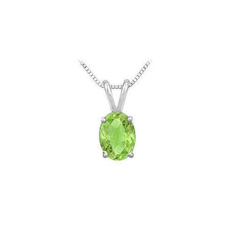 Peridot Solitaire Pendant : 14K White Gold - 1.00 CT TGW