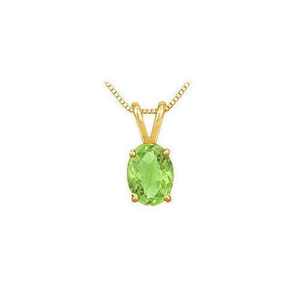 Peridot Solitaire Pendant : 14K Yellow Gold - 1.00 CT TGW