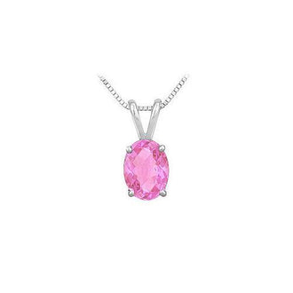 Pink Sapphire Solitaire Pendant : 14K White Gold - 1.00 CT TGW