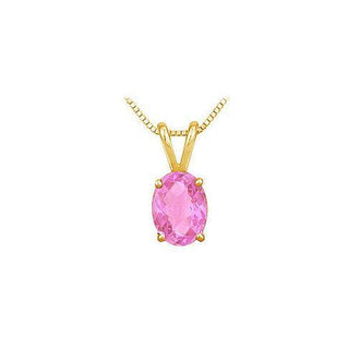 Pink Sapphire Solitaire Pendant : 14K Yellow Gold - 1.00 CT TGW