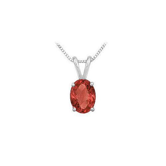 Ruby Solitaire Pendant : 14K White Gold - 1.00 CT TGW