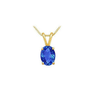 Sapphire Solitaire Pendant : 14K Yellow Gold - 1.00 CT TGW