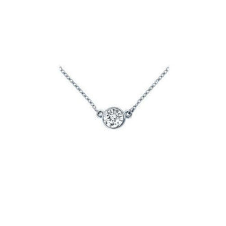 Platinum : Bezel Set Round Diamond Solitaire Pendant - 0.15 CT. TW.