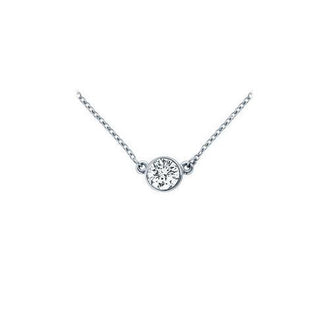 Platinum : Bezel Set Round Diamond Solitaire Pendant - 0.25 CT. TW.