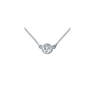 Platinum : Bezel Set Round Diamond Solitaire Pendant - 0.33 CT. TW.