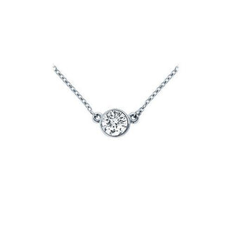 Platinum : Bezel Set Round Diamond Solitaire Pendant - 0.50 CT. TW.