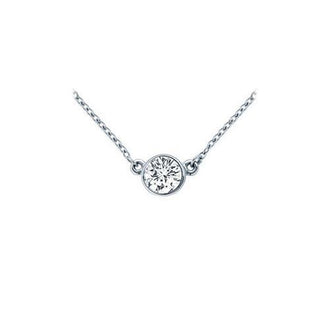 Platinum : Bezel Set Round Diamond Solitaire Pendant - 0.75 CT. TW.