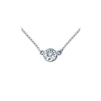 Platinum : Bezel Set Round Diamond Solitaire Pendant - 1.00 CT. TW.