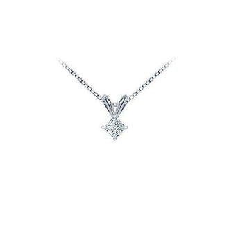 Platinum : Princess Cut Diamond Solitaire Pendant - 0.15 CT. TW.