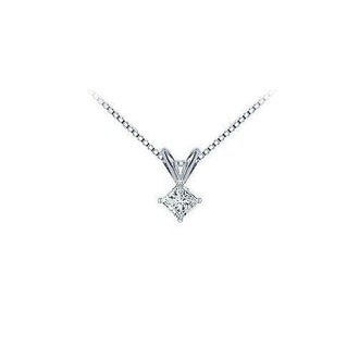 Platinum : Princess Cut Diamond Solitaire Pendant - 0.25 CT. TW.