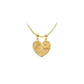 14K Yellow Gold Best Friends Heart Pendant