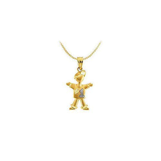 14K Two Tone ( White & Yellow ) Gold #1 Boy Pendant