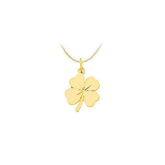 14K Yellow Gold 4 Leaf Clover Charm Pendant