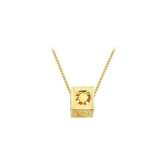 14K Yellow  Alphabet  "O"  Semi-Polished Block Initial Chain Slide Pendant with Outside Diameter