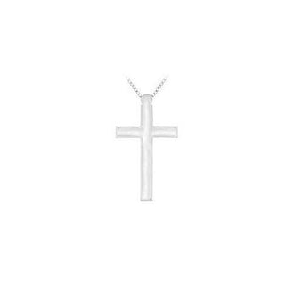 14K White Gold Cross Stamping Pendant