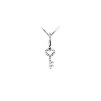 Diamond Petite Key Pendant : 14K White Gold - 0.15 CT Diamonds