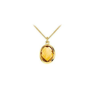 Genuine Citrine Charm Pendant :14K Yellow Gold - 1.00 CT TGW