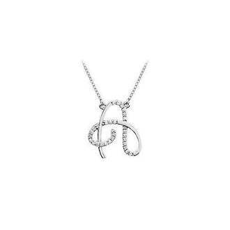 Diamond Letter A Script Initial Pendant : 14K White Gold - 0.15 CT Diamonds