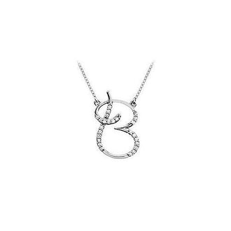 Diamond Letter B Script Initial Pendant : 14K White Gold - 0.15 CT Diamonds