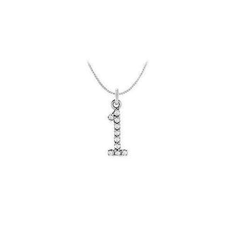 Diamond Numeric 1 Charm Pendant : 14K White Gold - 0.05 Diamonds