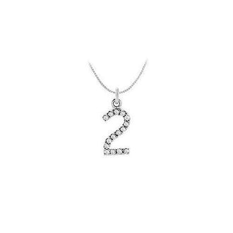 Diamond Numeric 2 Charm Pendant : 14K White Gold - 0.07 CT Diamonds