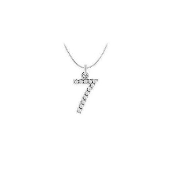 Diamond Numeric 7 Charm Pendant : 14K White Gold - 0.05 CT Diamonds