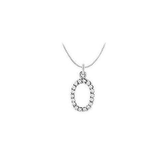 Diamond Numeric 0 Charm Pendant : 14K White Gold - 0.08 CT Diamonds