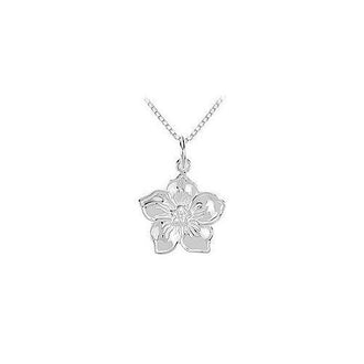 Diamond Flower Pendant - 14K White Gold - 0.02 CT Diamond