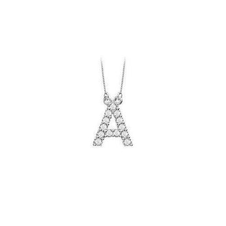 Petite Baby Charm Diamond A Initial Pendant : 14K White Gold - 0.20 CT Diamonds