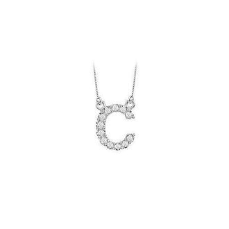 Petite Baby Charm Diamond C Initial Pendant : 14K White Gold - 0.20 CT Diamonds