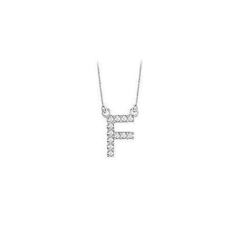 Petite Baby Charm Diamond F Initial Pendant : 14K White Gold - 0.20 CT Diamonds