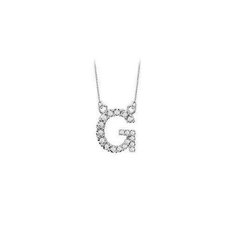 Petite Baby Charm Diamond G Initial Pendant : 14K White Gold - 0.20 CT Diamonds