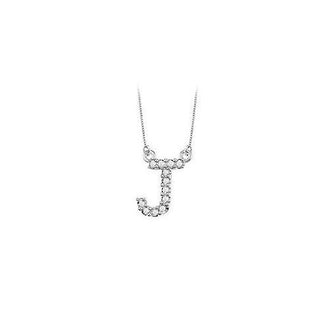 Petite Baby Charm Diamond J Initial Pendant : 14K White Gold - 0.20 CT Diamonds