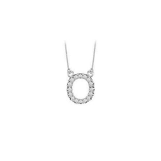 Petite Baby Charm Diamond O Initial Pendant : 14K White Gold - 0.20 CT Diamonds