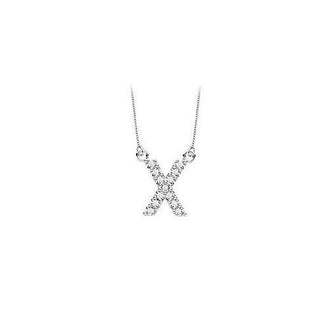 Petite Baby Charm Diamond X Initial Pendant : 14K White Gold - 0.20 CT Diamonds