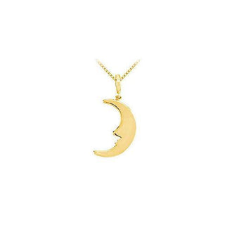 14K Yellow Gold Petite Half Moon Charm Pendant