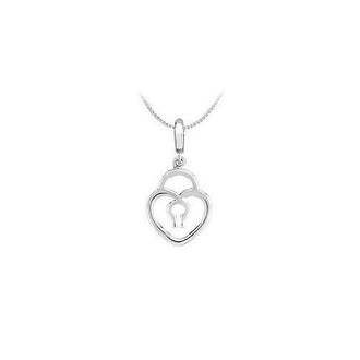 14K White Gold Petite Heart Lock Charm Pendant