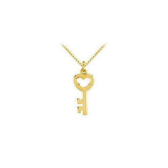 14K Yellow Gold Petite Key Charm Pendant