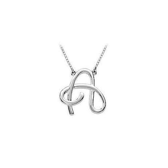 14K White Gold Letter A Script Pendant