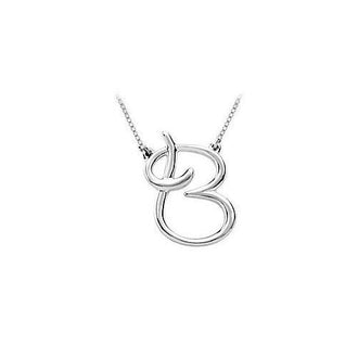 14K White Gold Letter A Script Pendant