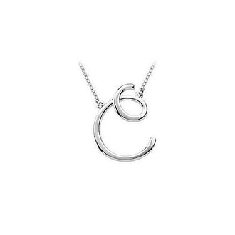 14K White Gold Letter C Script Pendant