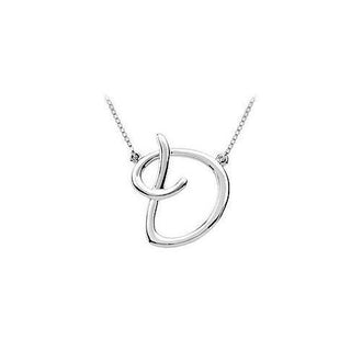 14K White Gold Letter D Script Pendant