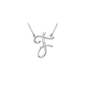 14K White Gold Letter F Script Pendant