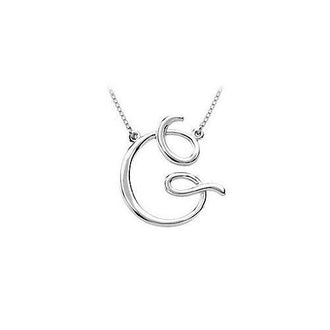 14K White Gold Letter G Script Pendant