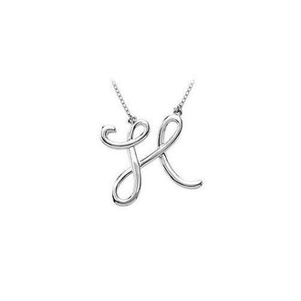 14K White Gold Letter H Script Pendant