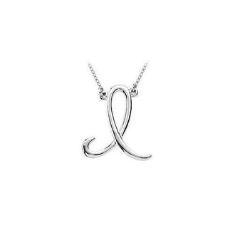 14K White Gold Letter I Script Pendant